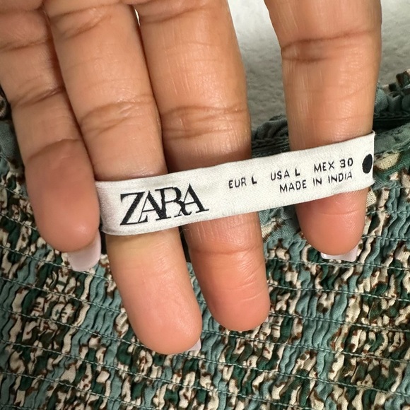 Zara Green Multicolored Printed Top Size L - Picture 4 of 5